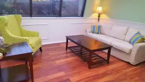 Cozy seating arrangement for therapy sessions